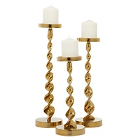 Gold Aluminum Coastal Candle Holder Set