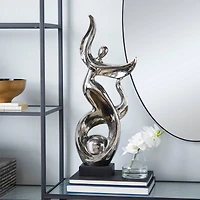 25" Silver Ceramic Modern Twist Sculpture