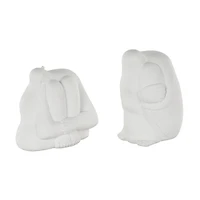 White Abstract Tucked Sitting People Sculpture Set