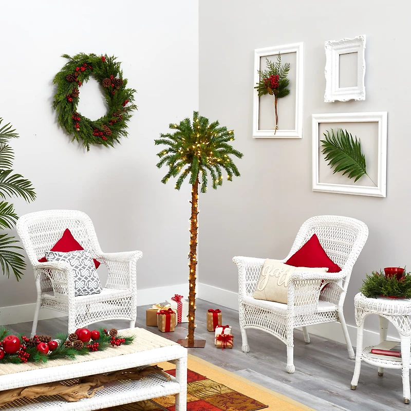 5ft. Pre-Lit Palm Artificial Christmas Tree, Warm White LED Lights