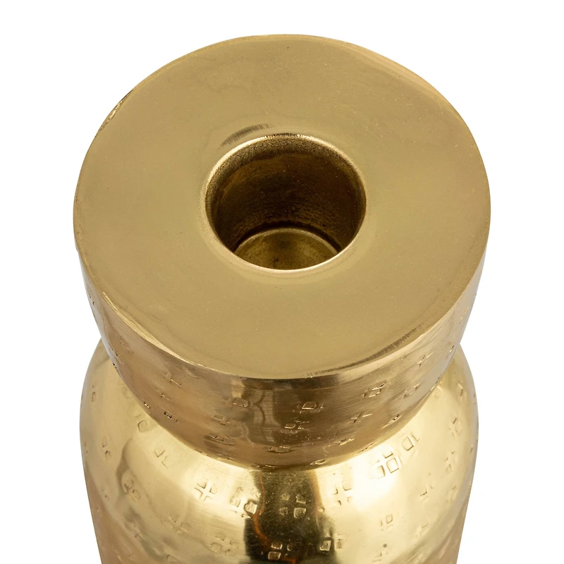 Hello Honey® Antique Gold Hammered Metal Taper Candle Holder Set