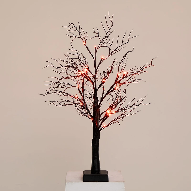 2ft. Pre-Lit LED Deluxe Black Twig Artificial Halloween Tree
