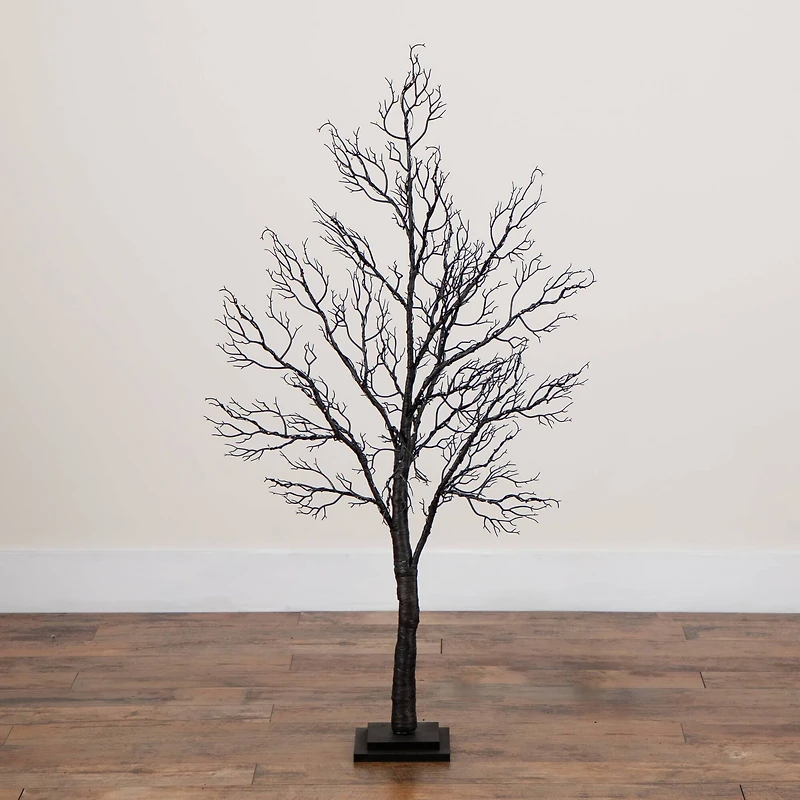 4ft. Pre-Lit Halloween Minimalist Twig Artificial Fall Tree with 160 Orange & Purple LED Lights