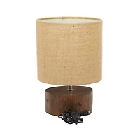 Brown Wood Rustic Table Lamp, 14" x 10" x 10"