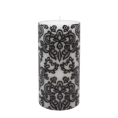 3" x 6" Black & White Lace Pillar Candle by Ashland®