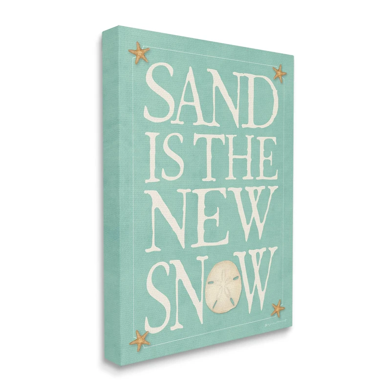 Stupell Industries Sand is the New Snow Nautical Winter Starfish Canvas Wall Art
