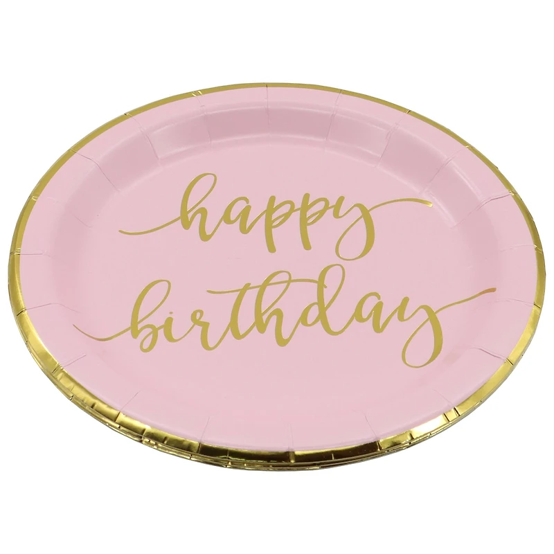 7" & Gold Happy Birthday Snack Plates