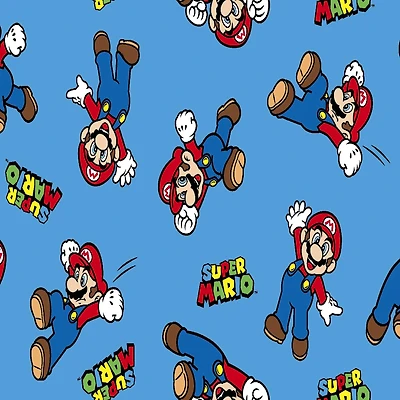 Nintendo® Super Mario™ on Blue Cotton Fabric 