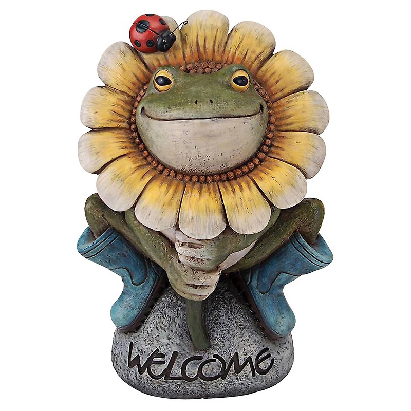 Design Toscano 11" Flowery Frog Garden Welcome Statue