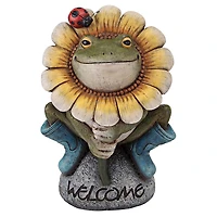Design Toscano 11" Flowery Frog Garden Welcome Statue