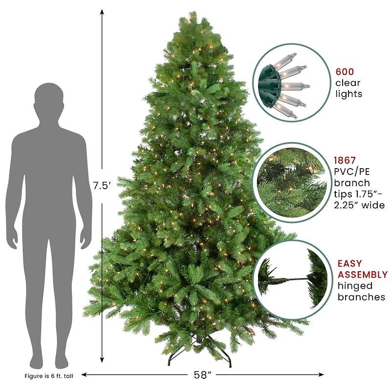 7.5ft. Pre-Lit Real Touch™️ Noble Fir Artificial Christmas Tree, Clear Lights