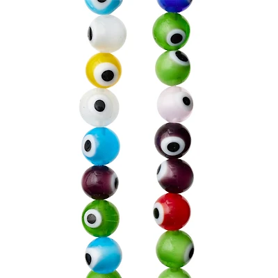 12 Pack: Multicolor Eyeball Glass Round Beads, 8mm by Bead Landing™