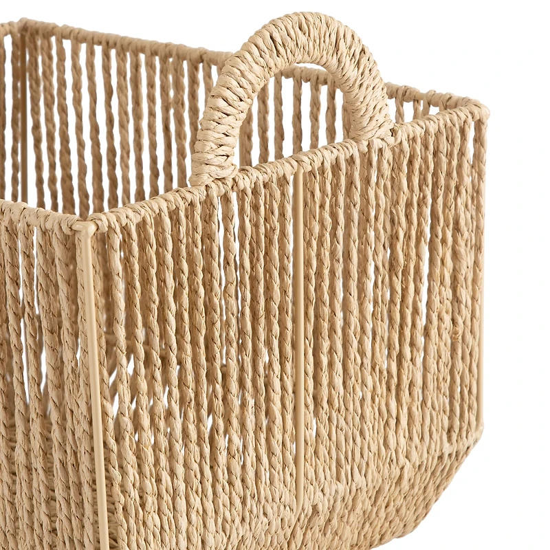 Simplify Vertical Weave Storage Basket with Round Handles