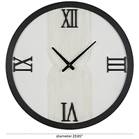 24" The Novogratz White Wood Art Deco Line Art Wall Clock