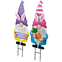 27" Gnomes with Bunny Ears Easter Outdoor Garden Stakes, 2ct.