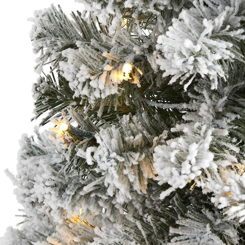 3ft. Pre-Lit Flocked West Virginia Fir Artificial Christmas Tree, Clear LED Lights