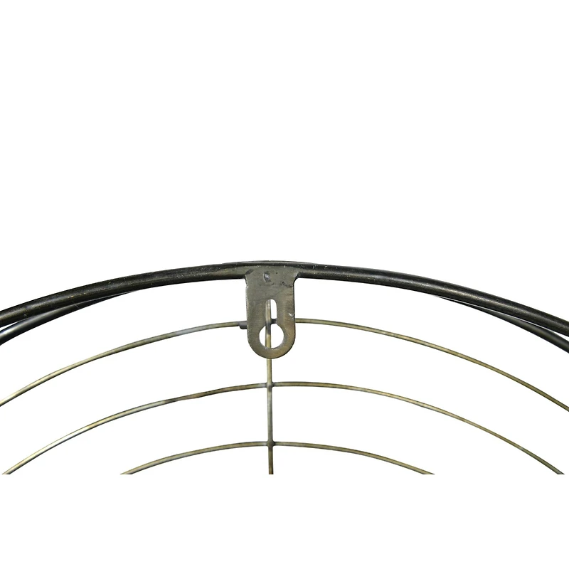 Hello Honey® Round Wall Mirror with Wood Frame and Metal Wire Surround