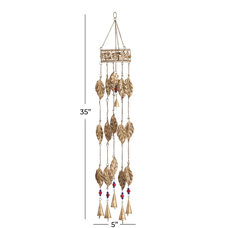 35" Brown Metal Feather Traditional Windchime