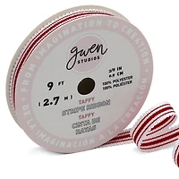 Gwen Studios /8" x 3yd. White & Red Stripe Grosgrain Ribbon