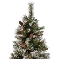 6.5ft. Pre-Lit Snow Valley Pine Artificial Christmas Tree, Clear Lights