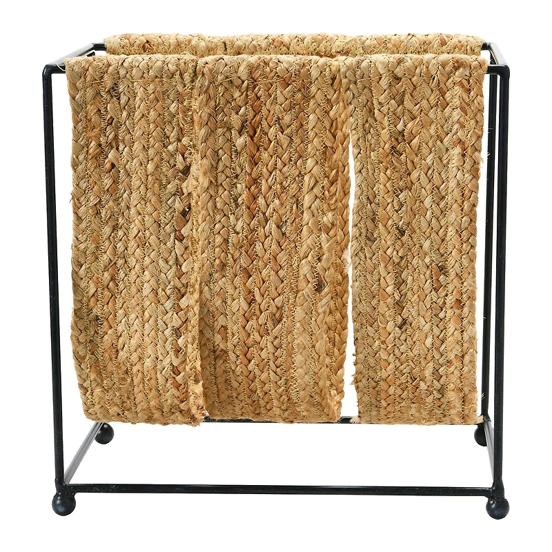 Hello Honey® Natural & Black Woven Jute & Metal Magazine Holder