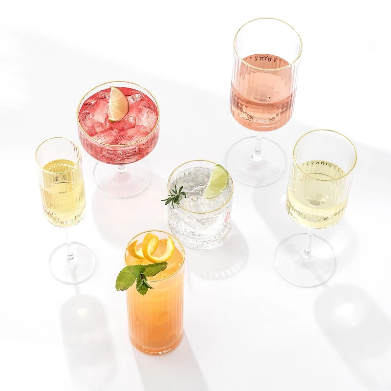 JoyJolt® Christian Siriano 11.5oz. Optic Gold Rim White Wine Glasses, 4ct.