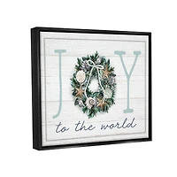 Stupell Industries Joy To The World Nautical Wreath Framed Floater Canvas Wall Art