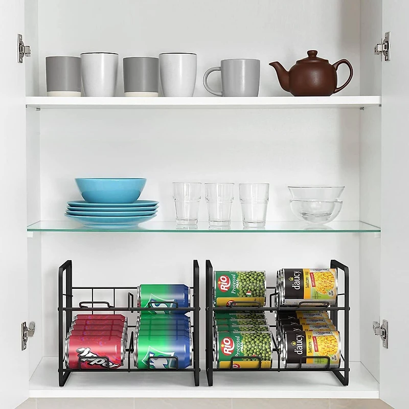 NEX™ Standard 12oz. 20-Can Capacity Black Organizer Rack Dispenser, 2ct.