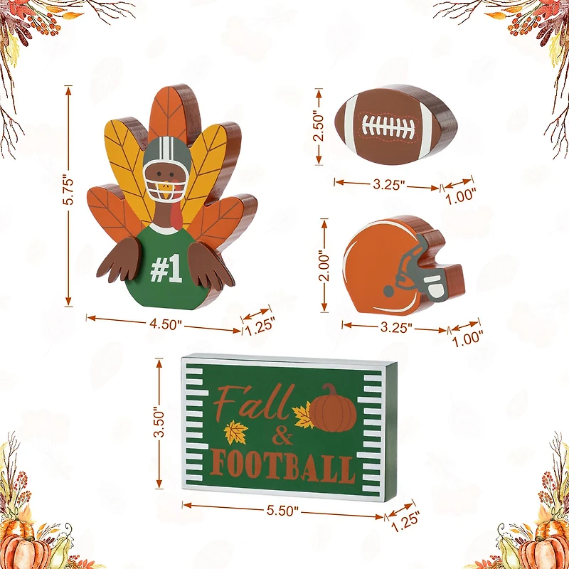 Glitzhome® 5.75"H Thanksgiving Wooden Turkey Table Decor Set