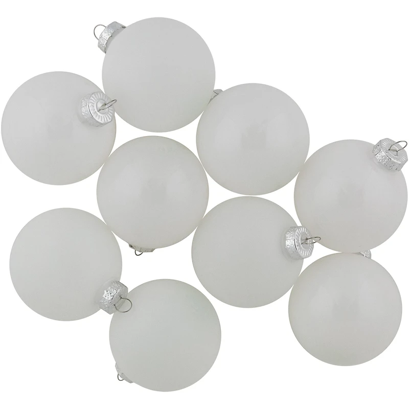 9ct. 2.5" Shiny and Matte White Glass Ball Christmas Ornaments