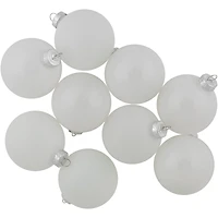 9ct. 2.5" Shiny and Matte White Glass Ball Christmas Ornaments
