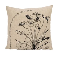 Hello Honey® Cream & Black Flower Prints Linen Blend Pillow with Patches Set