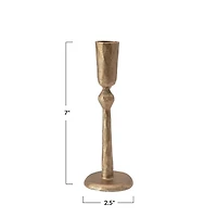 Hello Honey® 7" Antique Brass Hand-Forged Metal Taper Candle Holder