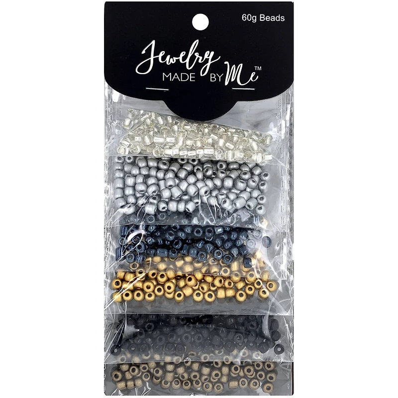 Jewelry Made By Me™ Clear, Gray, Black & Gold Round Beads