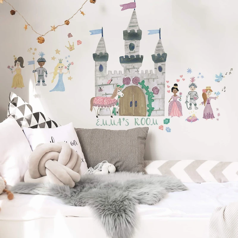 RoomMates Princess & Knight Castle Peel & Stick Giant Wall Decal Set with Alphabet
