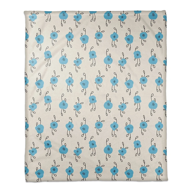 Blue Blooms 50" x 60" Coral Fleece Blanket