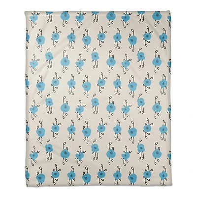 Blue Blooms 50" x 60" Coral Fleece Blanket