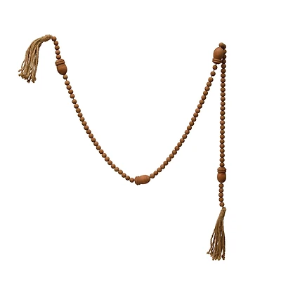 Hello Honey® 6ft. Wood Beads & Acorns with Jute Tassels Garland