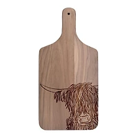 8" x 17" Wash Up Cow Sketch Walnut Paddle Cutting Board