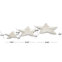 White & Silver Handmade Starfish Enameled Aluminum Decorative Bowl Set