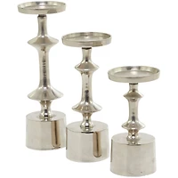CosmoLiving by Cosmopolitan Silver Aluminum Pillar Candle Holder Set