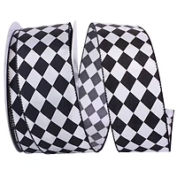 Reliant 2.5" x 50yd. Wired Black & White Diamond Dan Ribbon
