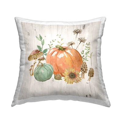 Stupell Industries Autumn Pumpkin Mushrooms Decorative Printed Throw Pillow