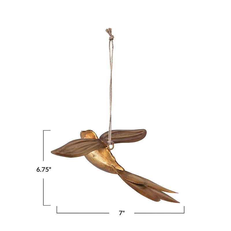 Hello Honey® 7" Antique Gold Metal Bird Ornament