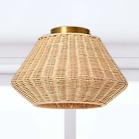 Hello Honey® 13.8" Coastal Ceiling Lamp with Rattan Shade and Iron Base
