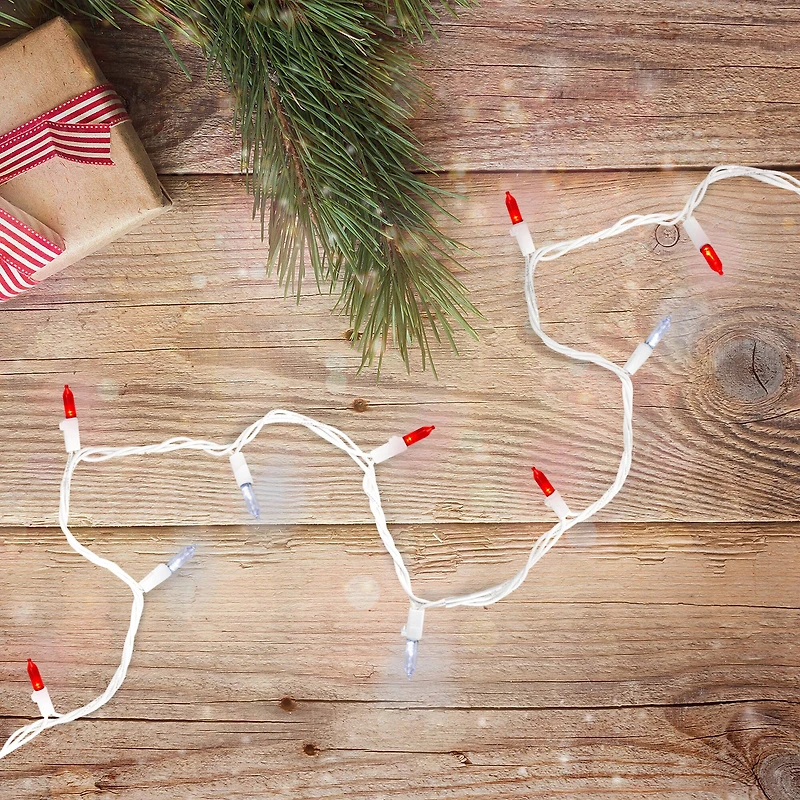 100ct. White & Red Mini String Lights