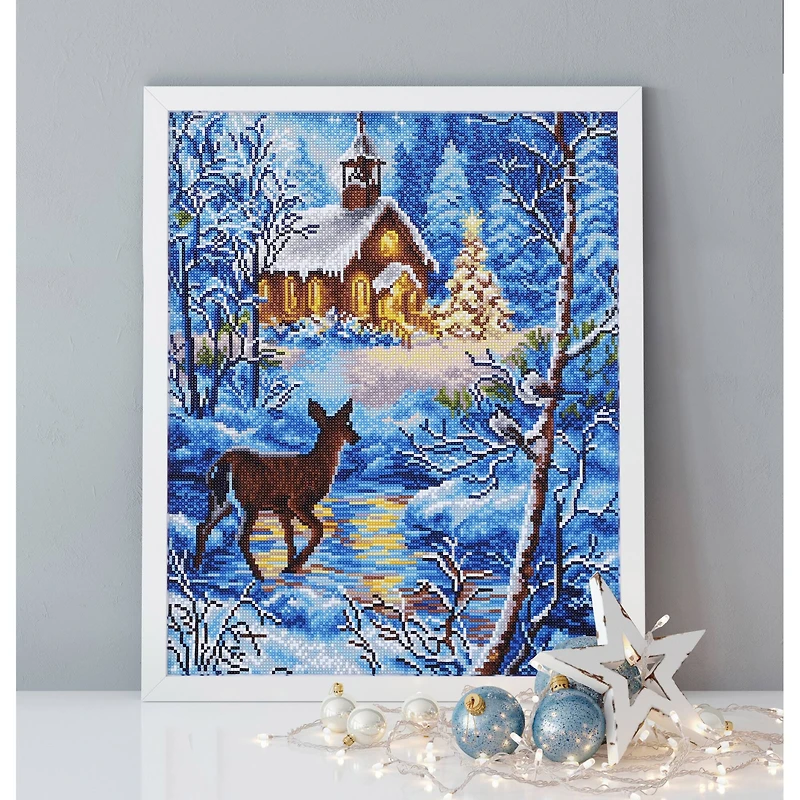 Diamond Dotz® Intermediate Chapel in the Snow Diamond Art Painting Kit