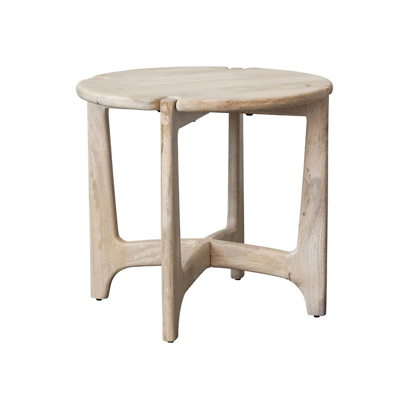 Hello Honey® 21.5" Natural Mango Wood Table with Interlocking Base & Bleached Finish
