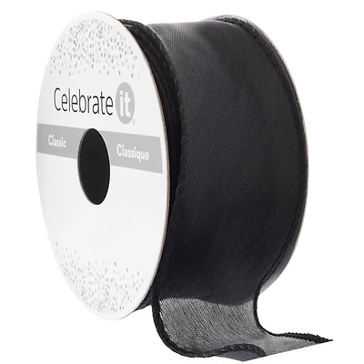 1.5" x 3yd. Organza Solid Black Ribbon by Celebrate It™ Classic