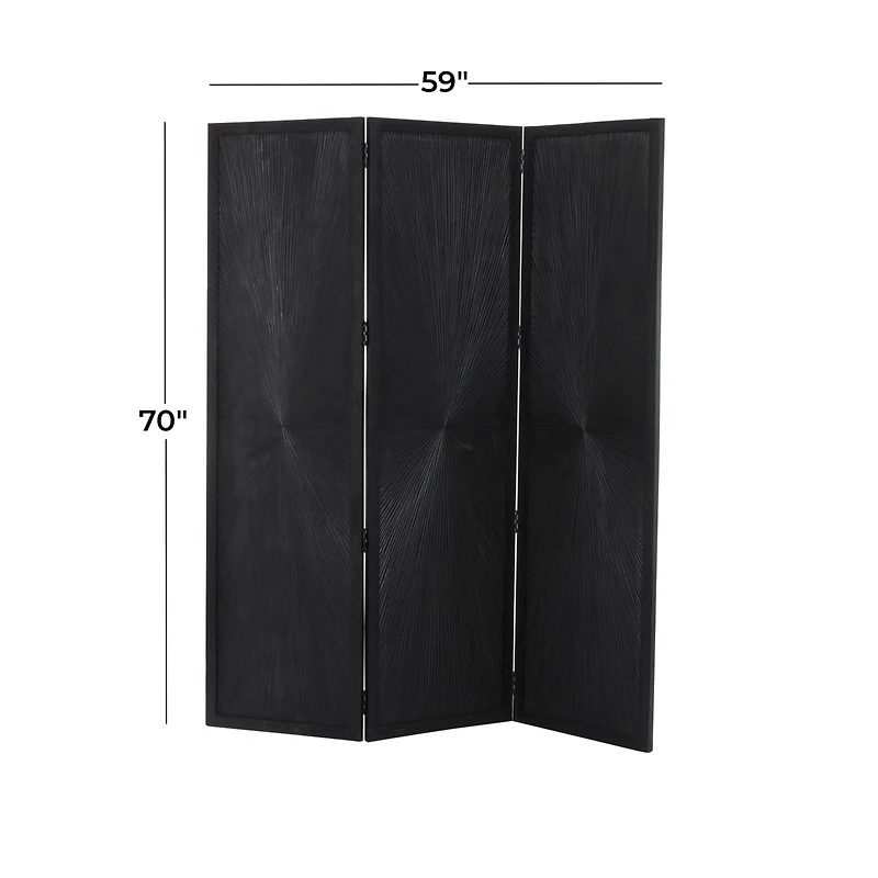 Black Mango Wood Contemporary Room Divider Screen, 70" x 59"